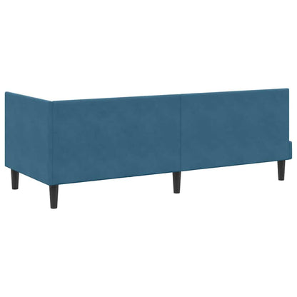 vidaXL Eckbettgestell mit Matratze mit Kopfteil 2 pcs Blau Samt