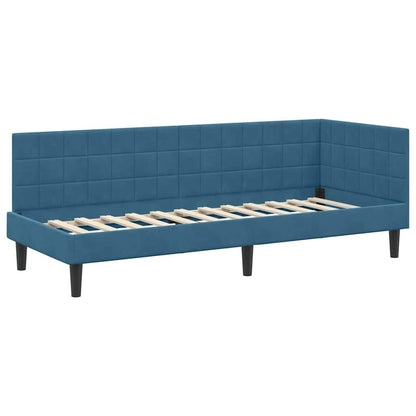 vidaXL Eckbettgestell mit Matratze mit Kopfteil 2 pcs Blau Samt