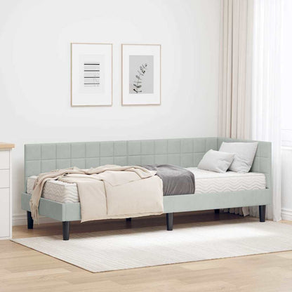 vidaXL Cadre de lit d'angle avec matelas et tête de lit 2 pcs Gris clair Velours