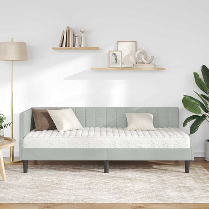 vidaXL Cadre de lit d'angle avec matelas et tête de lit 2 pcs Gris clair Velours