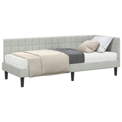 vidaXL Cadre de lit d'angle avec matelas et tête de lit 2 pcs Gris clair Velours