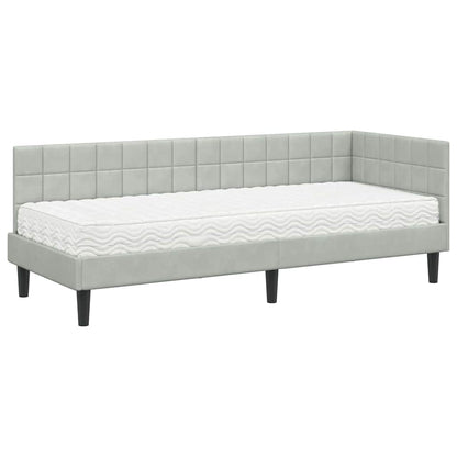 vidaXL Cadre de lit d'angle avec matelas et tête de lit 2 pcs Gris clair Velours