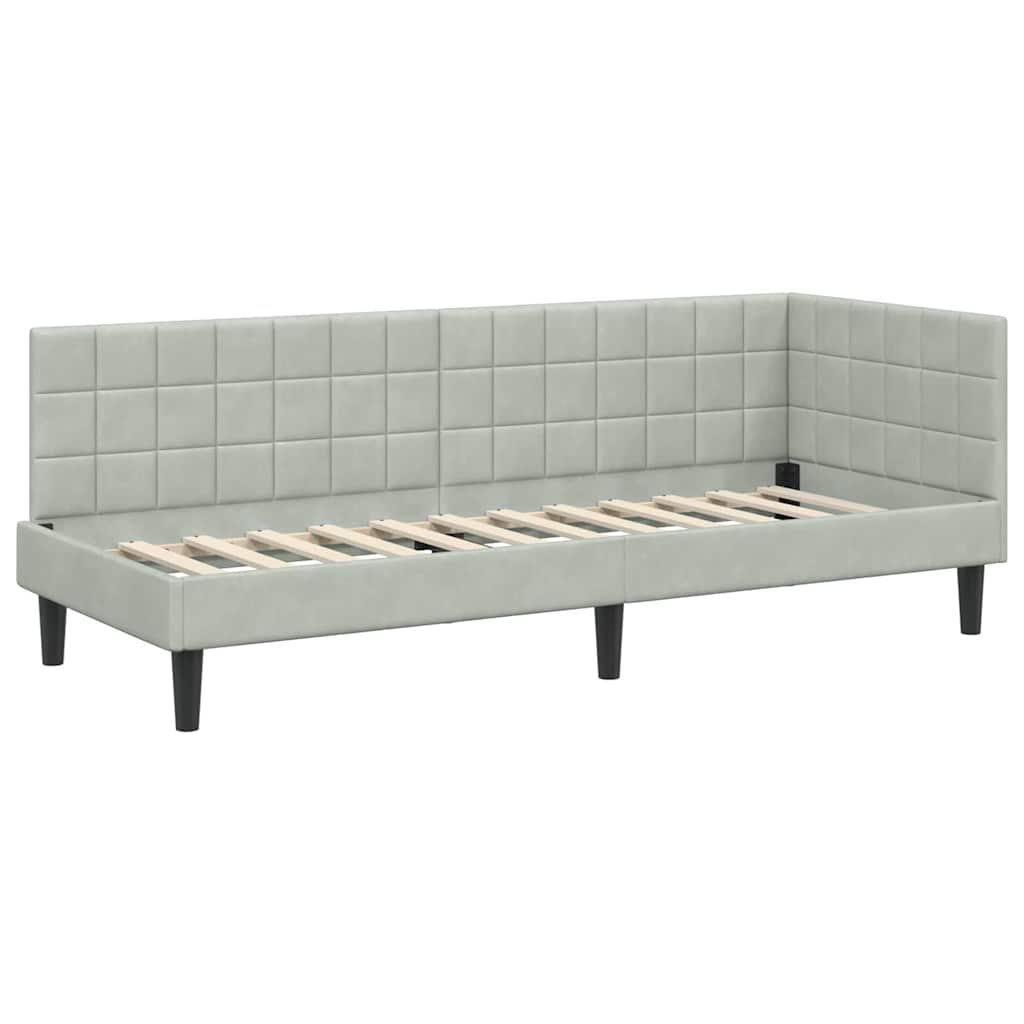 vidaXL Cadre de lit d'angle avec matelas et tête de lit 2 pcs Gris clair Velours