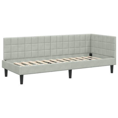 vidaXL Cadre de lit d'angle avec matelas et tête de lit 2 pcs Gris clair Velours