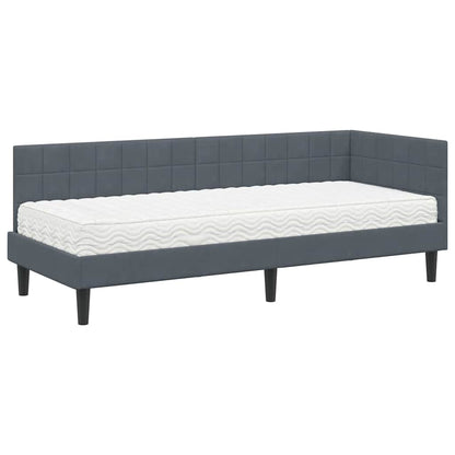 vidaXL Eckbettgestell mit Matratze mit Kopfteil 2 pcs Grau Samt