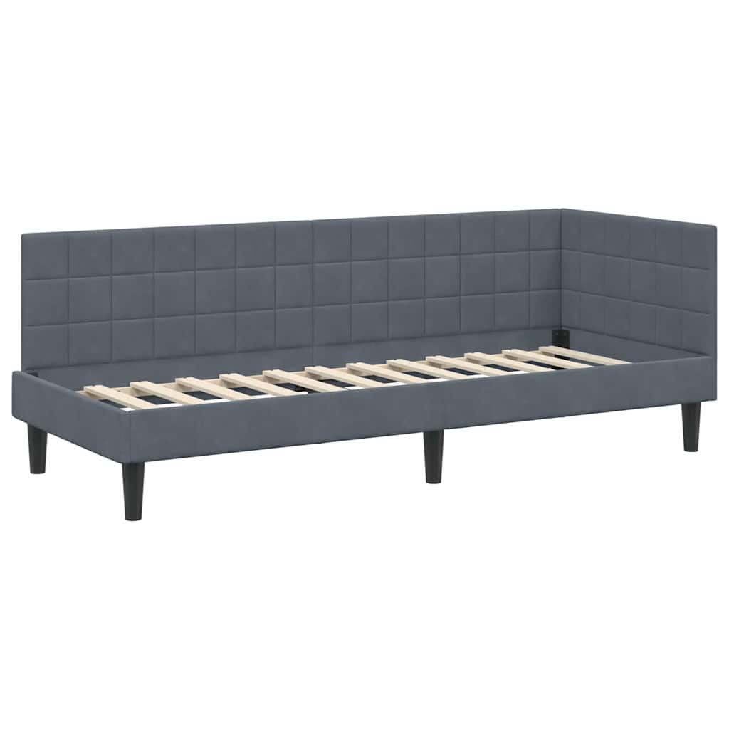 vidaXL Eckbettgestell mit Matratze mit Kopfteil 2 pcs Grau Samt