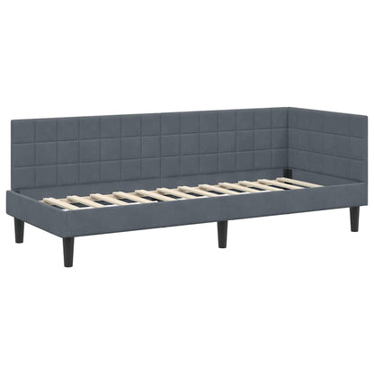 vidaXL Eckbettgestell mit Matratze mit Kopfteil 2 pcs Grau Samt