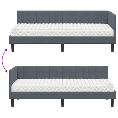 vidaXL Eckbettgestell mit Matratze mit Kopfteil 2 pcs Grau Samt