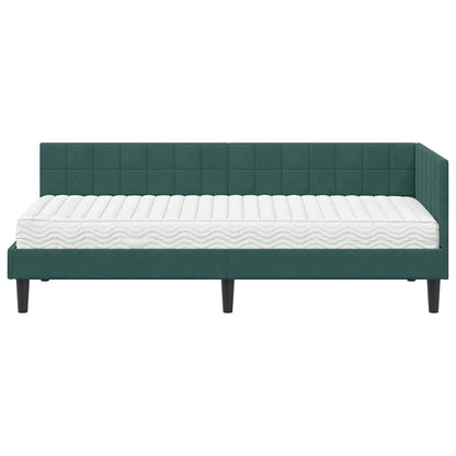 vidaXL Cadre de lit d'angle avec matelas et tête de lit 2 pcs Vert Velours