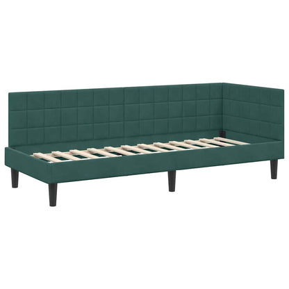 vidaXL Cadre de lit d'angle avec matelas et tête de lit 2 pcs Vert Velours