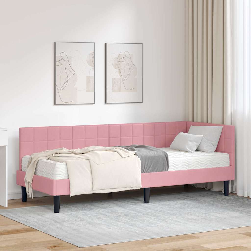 vidaXL Eckbettgestell mit Matratze mit Kopfteil 2 pcs Grau Samt