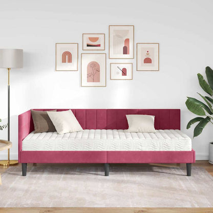 vidaXL Cadre de lit d'angle avec matelas et tête de lit 2 pcs Vert Velours