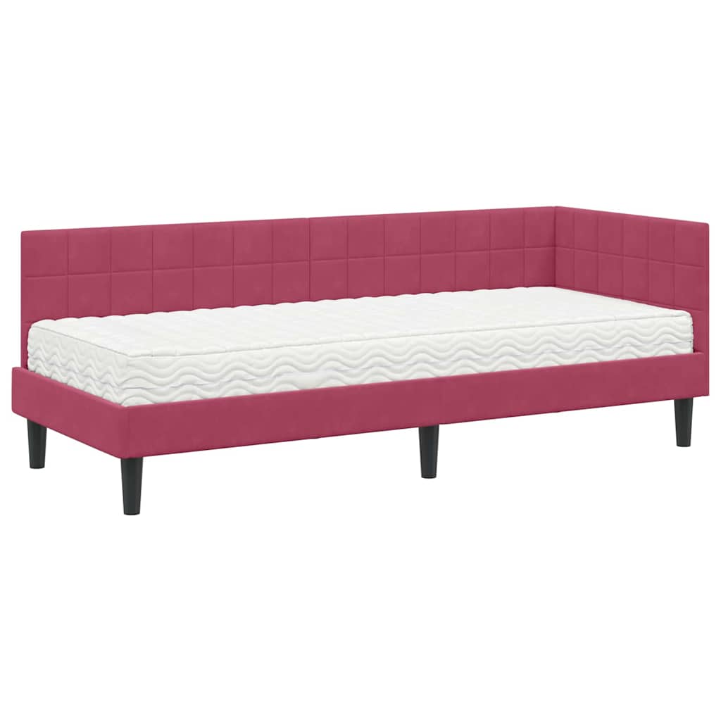 vidaXL Cadre de lit d'angle avec matelas et tête de lit 2 pcs Vert Velours