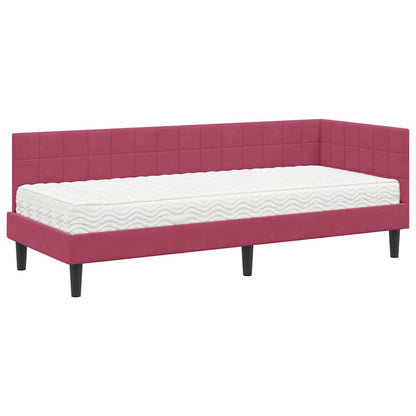 vidaXL Cadre de lit d'angle avec matelas et tête de lit 2 pcs Vert Velours