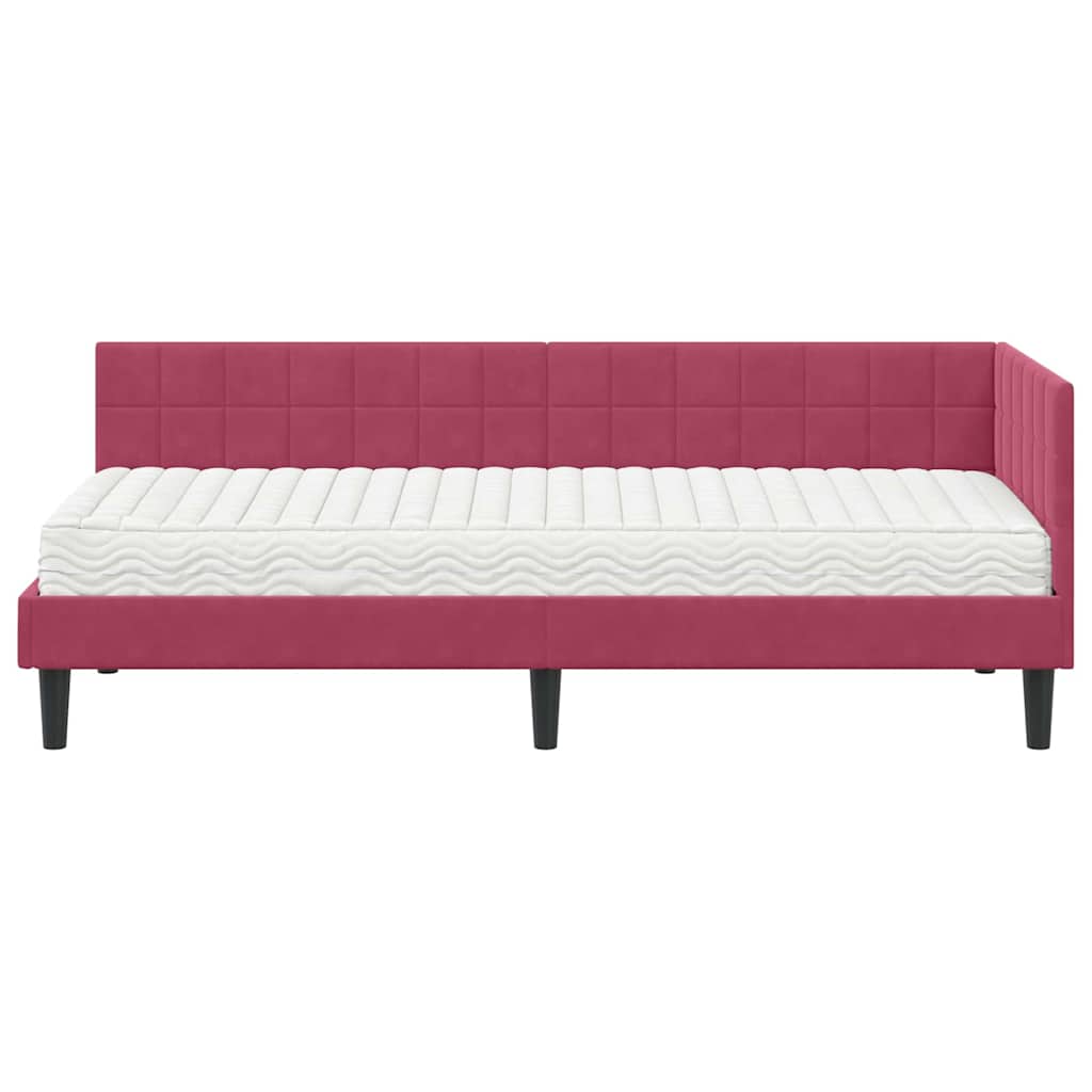 vidaXL Cadre de lit d'angle avec matelas et tête de lit 2 pcs Vert Velours