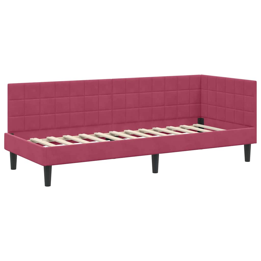 vidaXL Cadre de lit d'angle avec matelas et tête de lit 2 pcs Vert Velours