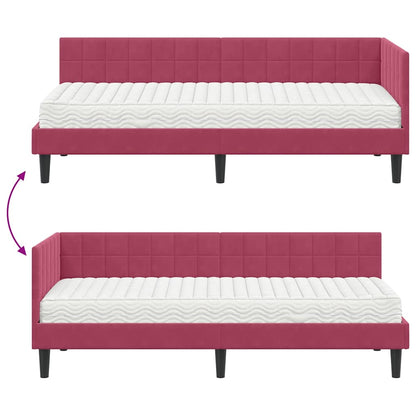 vidaXL Cadre de lit d'angle avec matelas et tête de lit 2 pcs Vert Velours