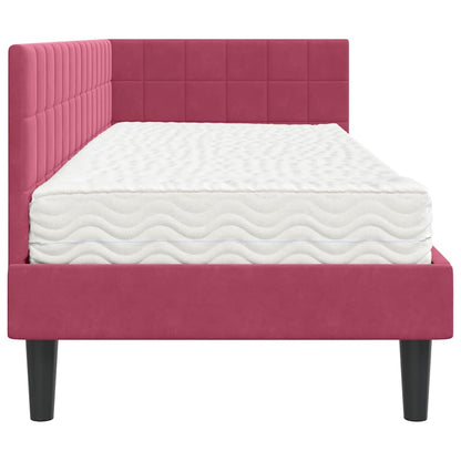 vidaXL Cadre de lit d'angle avec matelas et tête de lit 2 pcs Vert Velours