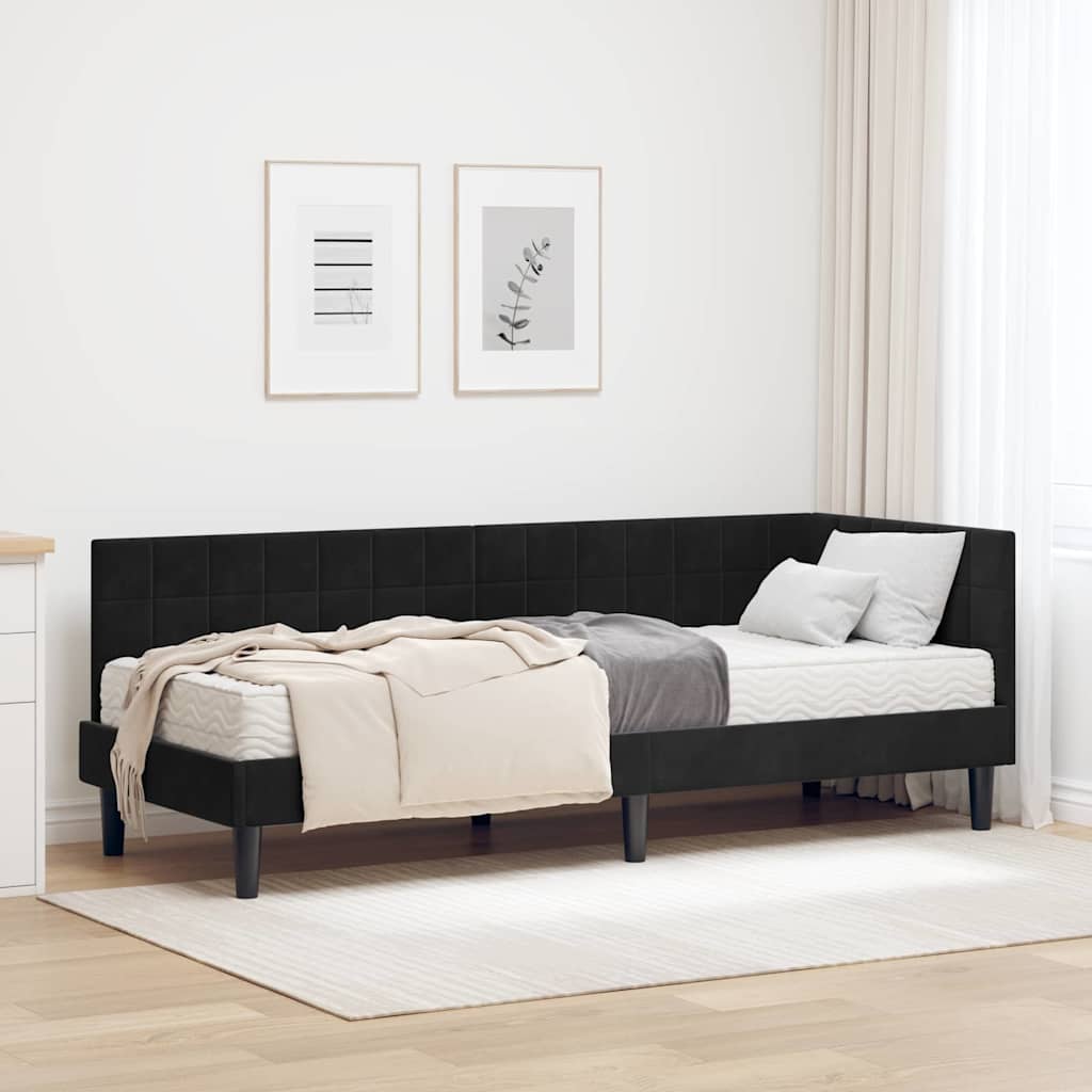 vidaXL Eckbettgestell mit Matratze mit Kopfteil 2 pcs Schwarz Samt