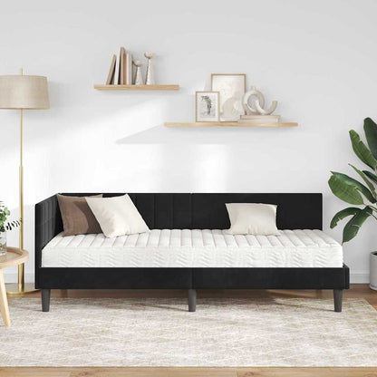 vidaXL Eckbettgestell mit Matratze mit Kopfteil 2 pcs Schwarz Samt