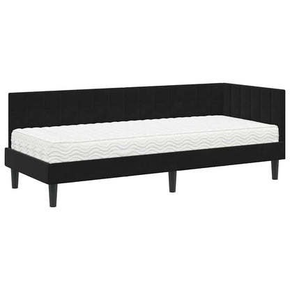vidaXL Eckbettgestell mit Matratze mit Kopfteil 2 pcs Schwarz Samt