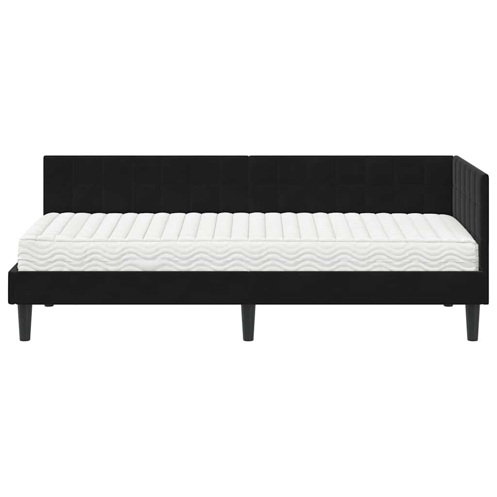 vidaXL Eckbettgestell mit Matratze mit Kopfteil 2 pcs Schwarz Samt