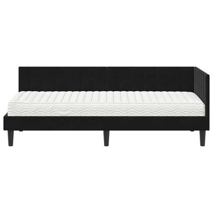 vidaXL Eckbettgestell mit Matratze mit Kopfteil 2 pcs Schwarz Samt