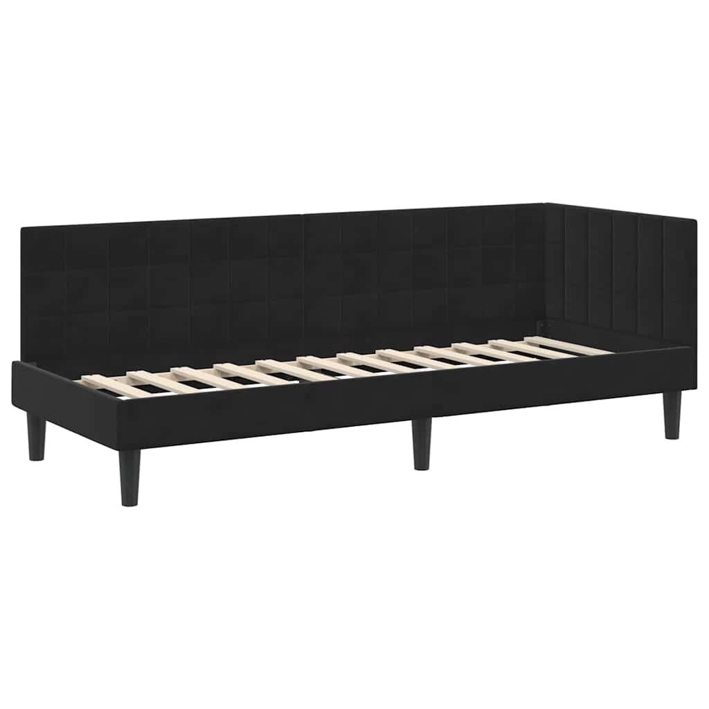 vidaXL Eckbettgestell mit Matratze mit Kopfteil 2 pcs Schwarz Samt