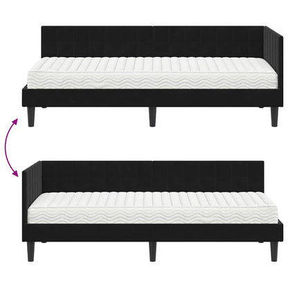 vidaXL Eckbettgestell mit Matratze mit Kopfteil 2 pcs Schwarz Samt