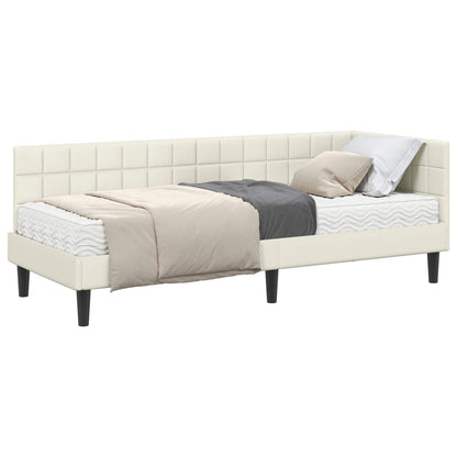 vidaXL Eckbettgestell mit Matratze mit Kopfteil 2 pcs Creme Samt
