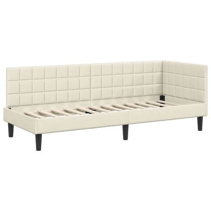 vidaXL Eckbettgestell mit Matratze mit Kopfteil 2 pcs Creme Samt