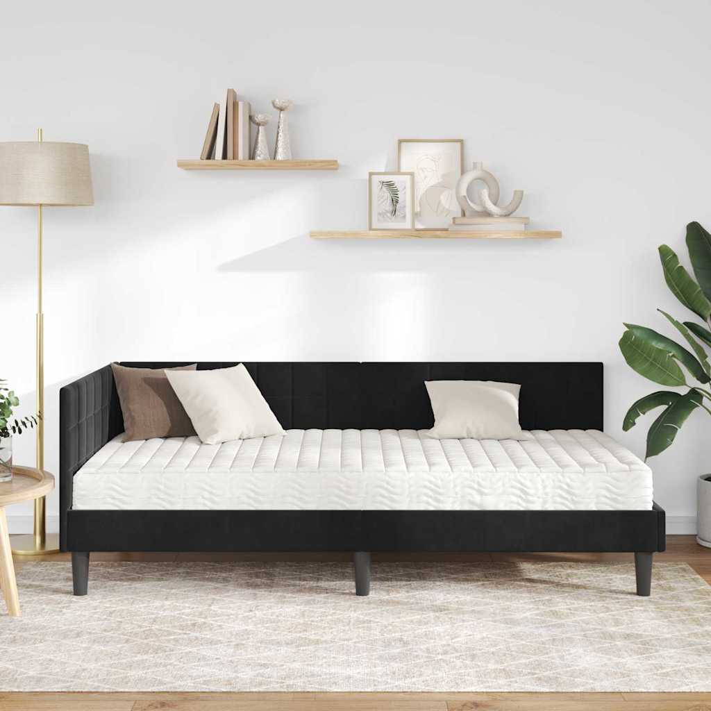 vidaXL Eckbettgestell mit Matratze mit Kopfteil 2 pcs Schwarz Samt