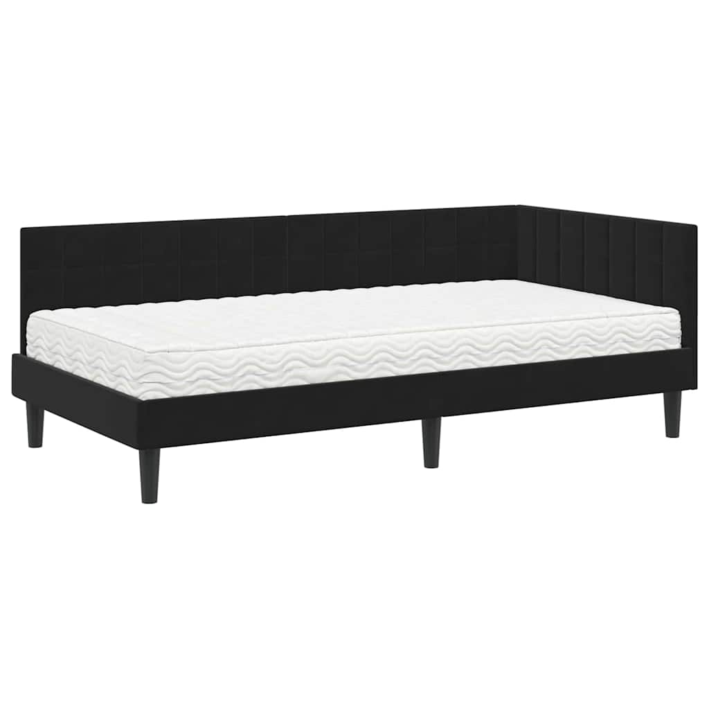 vidaXL Eckbettgestell mit Matratze mit Kopfteil 2 pcs Schwarz Samt