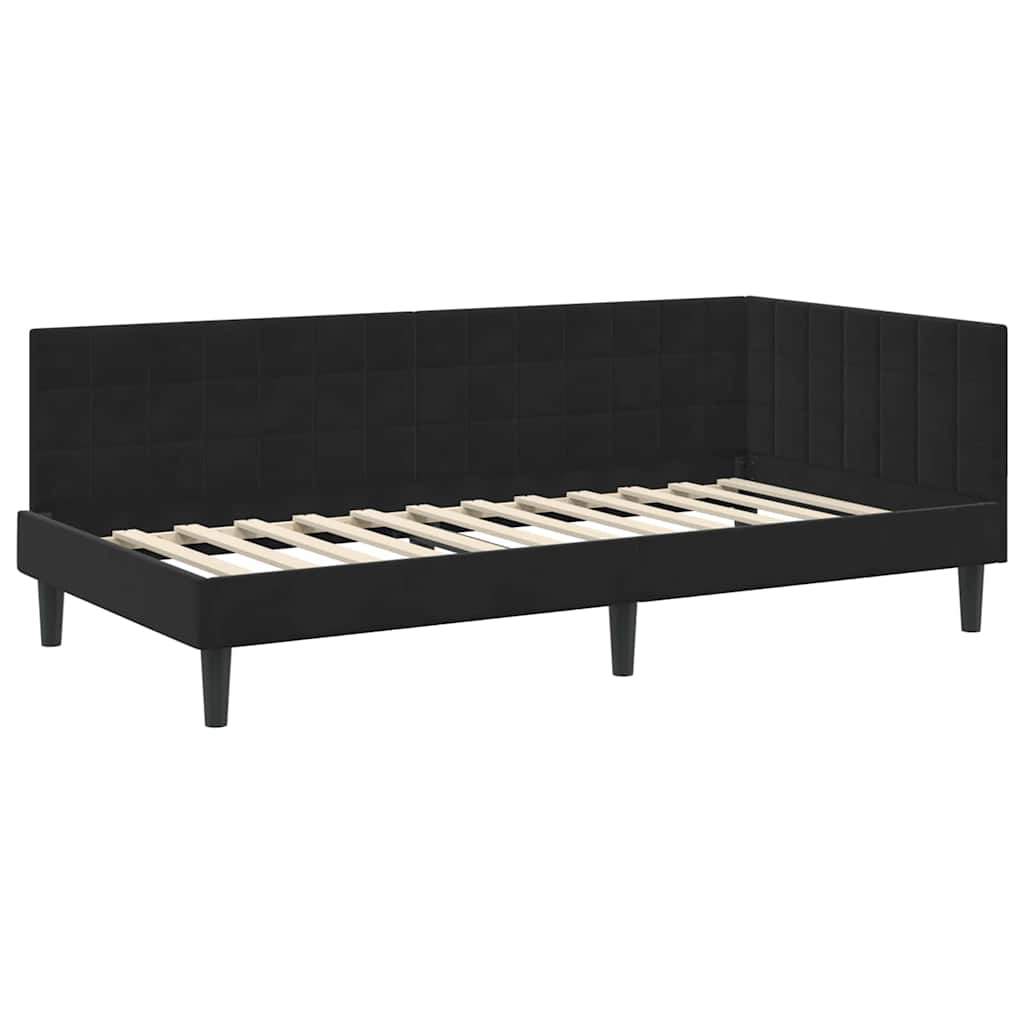 vidaXL Eckbettgestell mit Matratze mit Kopfteil 2 pcs Schwarz Samt
