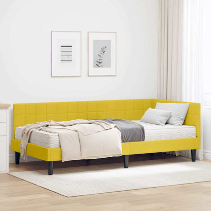 vidaXL Eckbettgestell mit Matratze mit Kopfteil 2 pcs Gelb Samt
