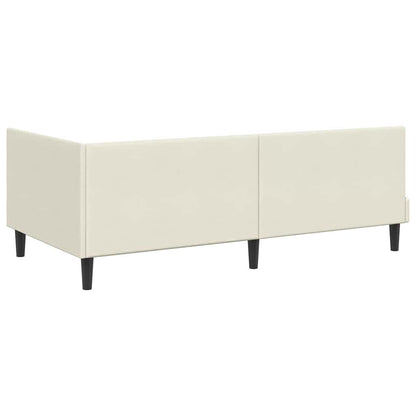 vidaXL Eckbettgestell mit Matratze mit Kopfteil Creme 90 x 190 cm Samt