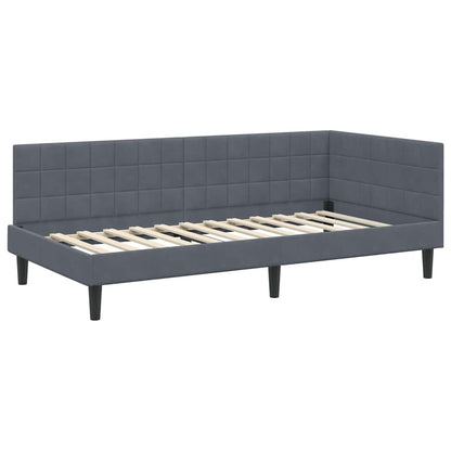 vidaXL Eckbettgestell mit Matratze mit Kopfteil 2 pcs Grau Samt
