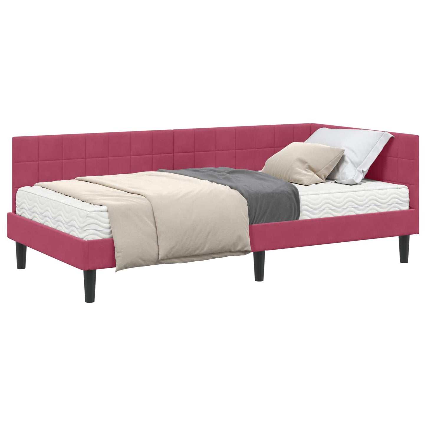 vidaXL Eckbettgestell mit Matratze mit Kopfteil 2 pcs Grün Samt