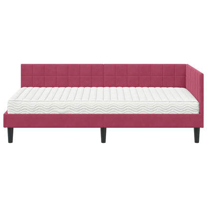 vidaXL Eckbettgestell mit Matratze mit Kopfteil 2 pcs Grün Samt