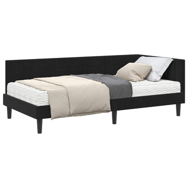 vidaXL Eckbettgestell mit Matratze mit Kopfteil 2 pcs Schwarz Samt