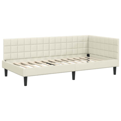 vidaXL Eckbettgestell mit Matratze mit Kopfteil 2 pcs Creme Samt