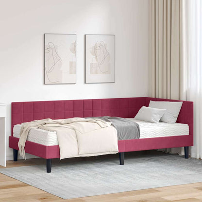vidaXL Eckbettgestell mit Matratze mit Kopfteil 2 pcs Grün Samt