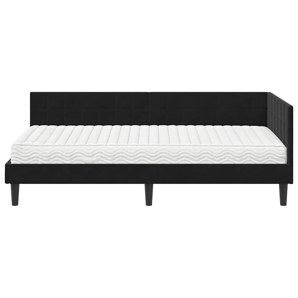 vidaXL Eckbettgestell mit Matratze mit Kopfteil 2 pcs Schwarz Samt