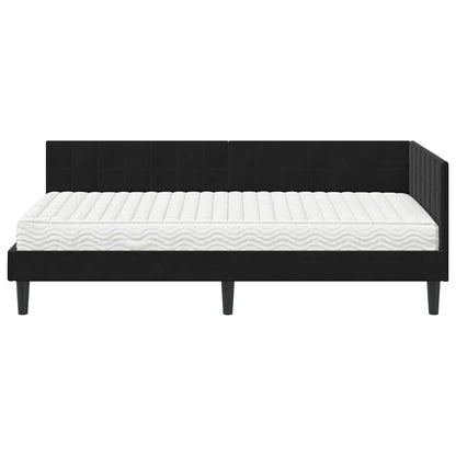 vidaXL Eckbettgestell mit Matratze mit Kopfteil 2 pcs Schwarz Samt