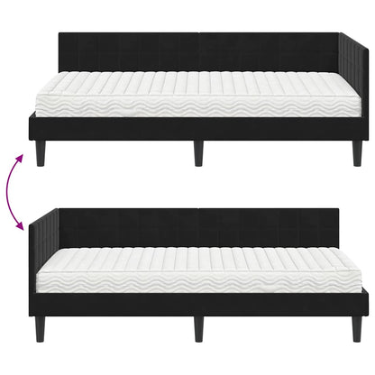 vidaXL Eckbettgestell mit Matratze mit Kopfteil 2 pcs Schwarz Samt