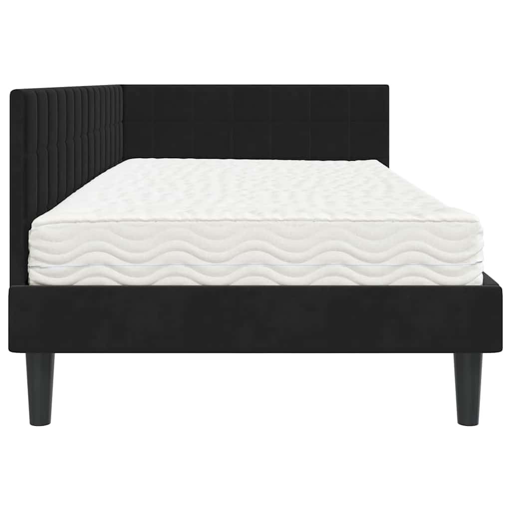 vidaXL Eckbettgestell mit Matratze mit Kopfteil 2 pcs Schwarz Samt