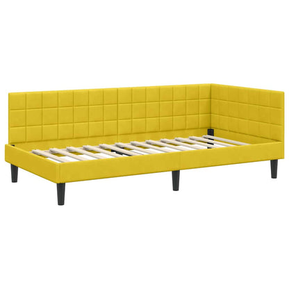 vidaXL Eckbettgestell mit Matratze mit Kopfteil 2 pcs Gelb Samt