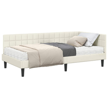 vidaXL Eckbettgestell mit Matratze mit Kopfteil 2 pcs Creme Samt