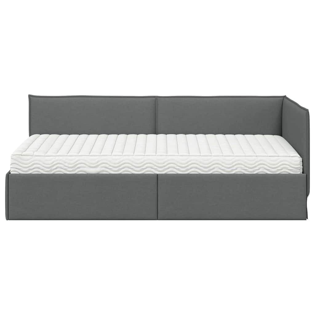 vidaXL Eckbettgestell mit Matratze mit Kopfteil 2 pcs Grau Samt