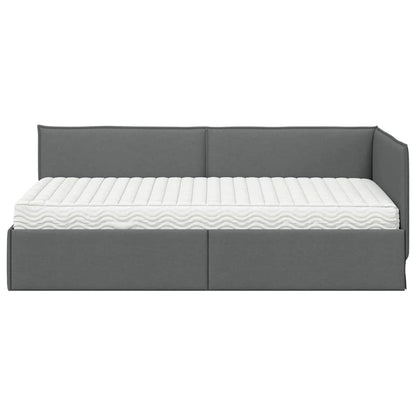 vidaXL Eckbettgestell mit Matratze mit Kopfteil 2 pcs Grau Samt